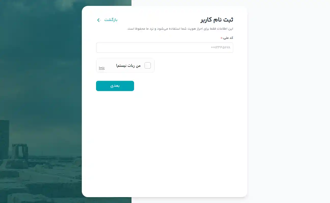 فرم تکمیل اطلاعات ثبت‌نام در ایرنیک